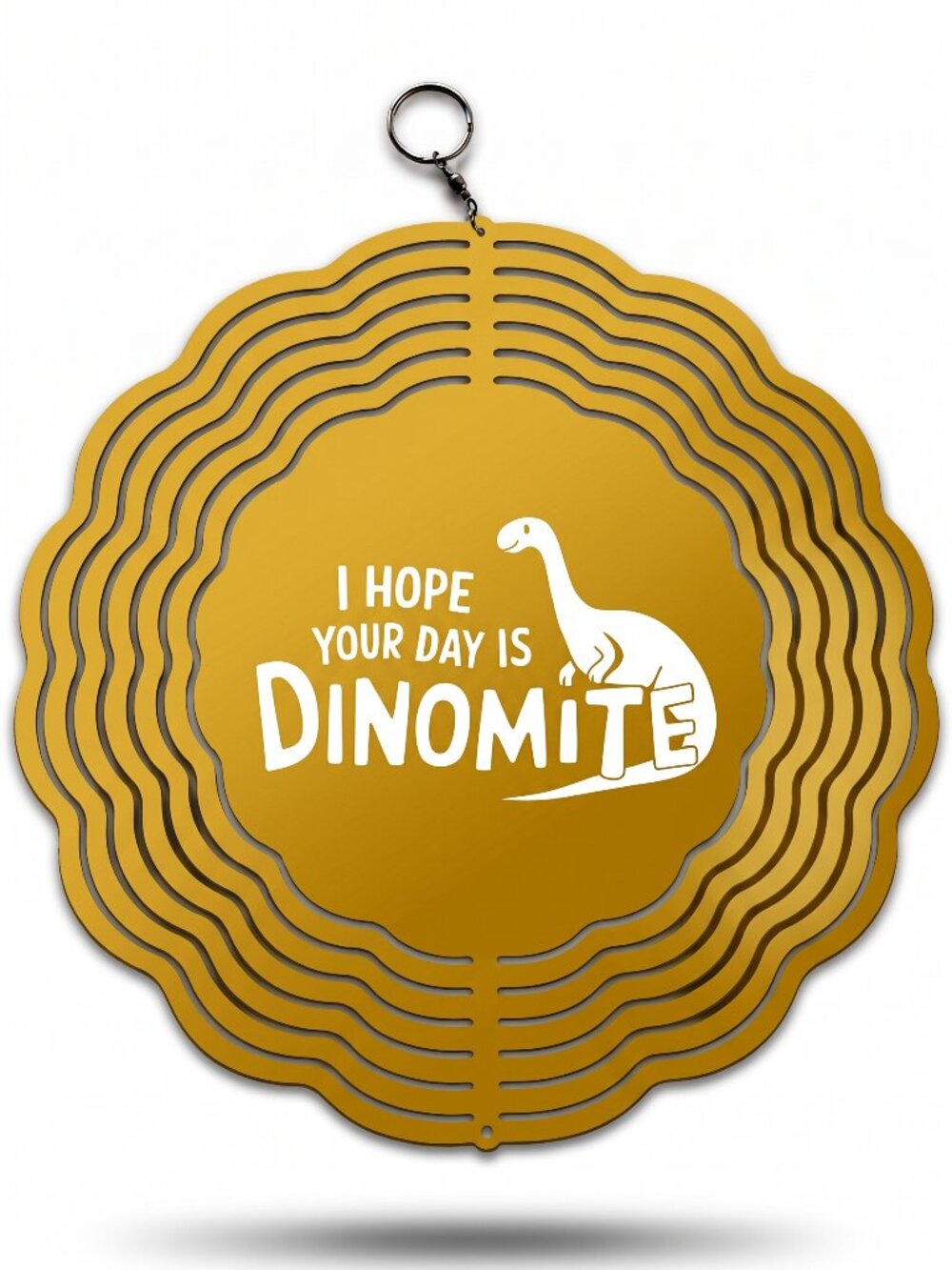 10" Dinomite Dinosaur Kinetic Wind Spinner - Yellow Metal Hanging Yard Decor